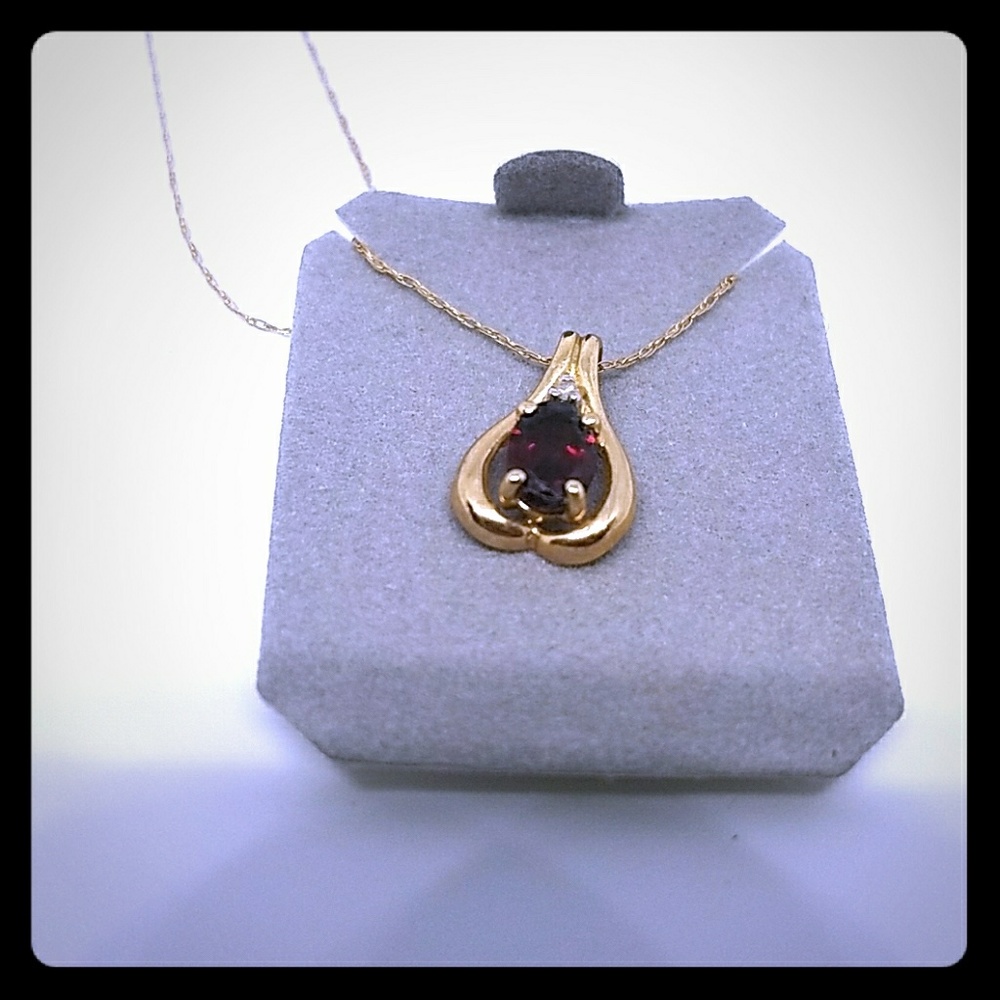 Garnet 10K GOLD chain necklace